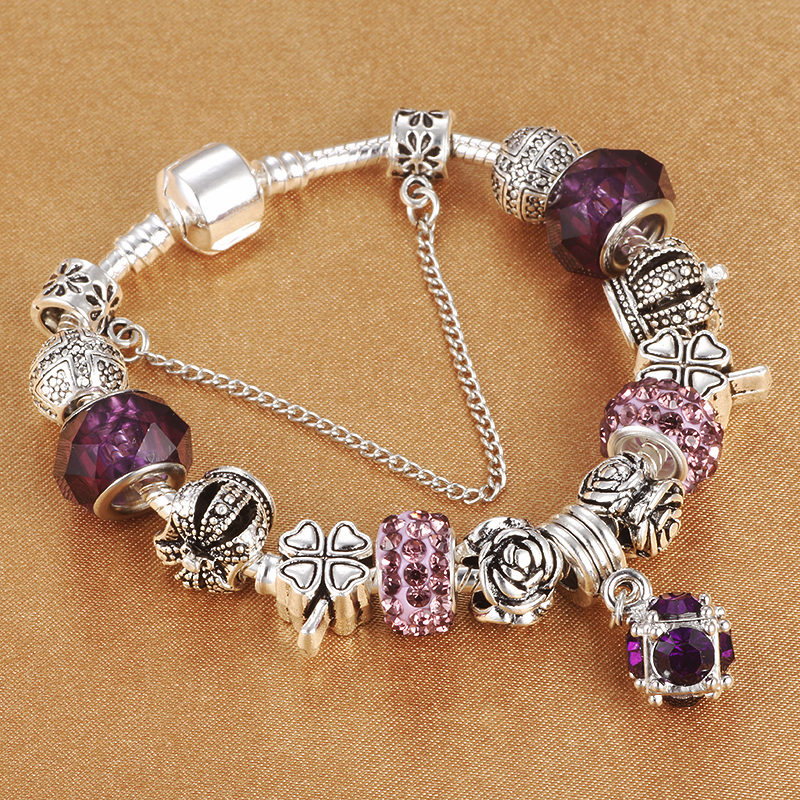 Riley Watson Jewellery Charm Bracelet (charms included) Purple 18 by Riley Watson | Riley Watson Jewellery