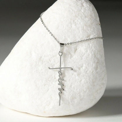 Beige Faith Cross Necklace.