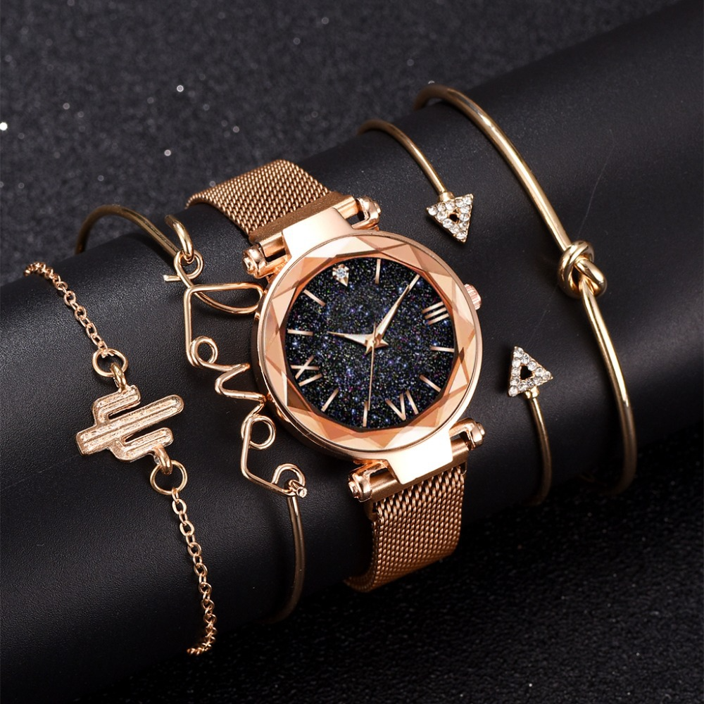 Black Watch and Bracelet Set