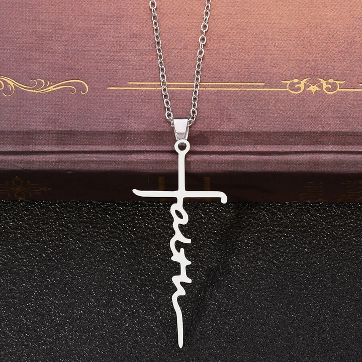 Black Faith Cross Necklace.
